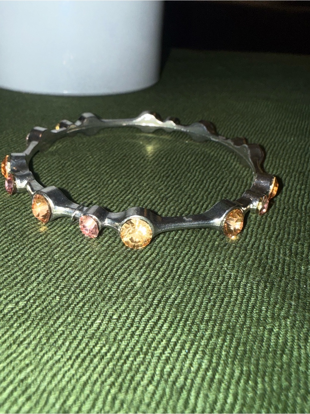 Sparkling Orange and Pink Crystal Bangle Bracelet - Women Jewelry